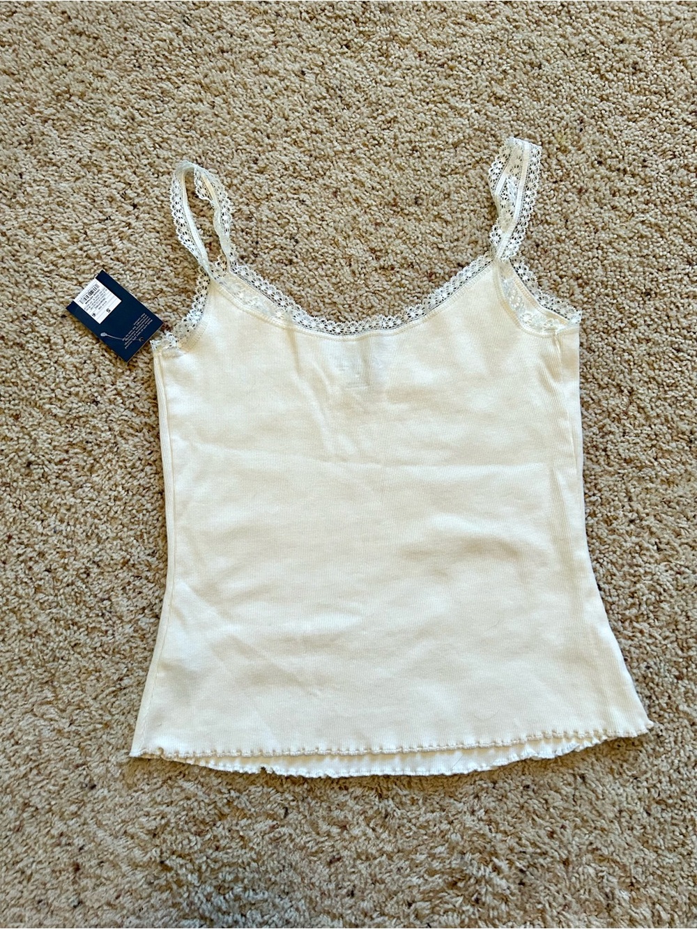 Universal Thread Cream Lace-Trim Ribbed Camisole - Picture 4 of 4